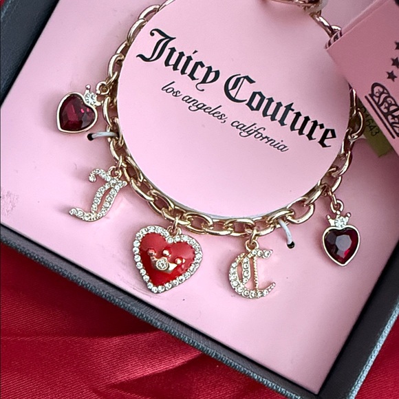 Juicy Couture Heart Charm Bracelet in Gold and Red - Picture 2 of 2